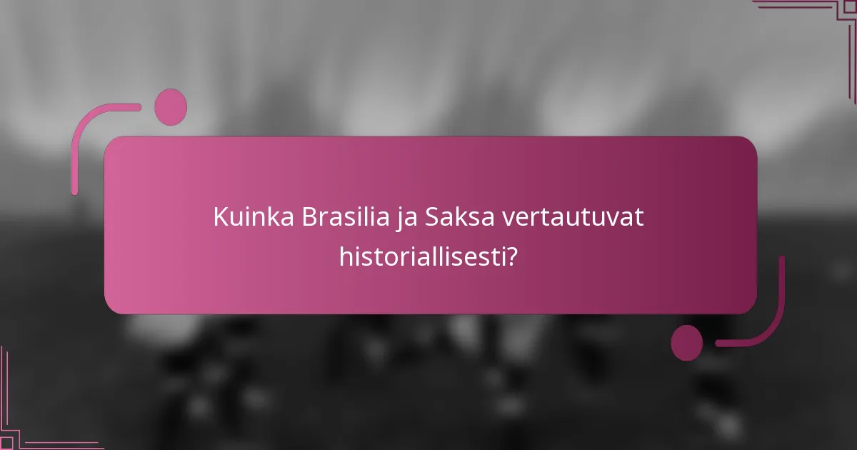 Kuinka Brasilia ja Saksa vertautuvat historiallisesti?