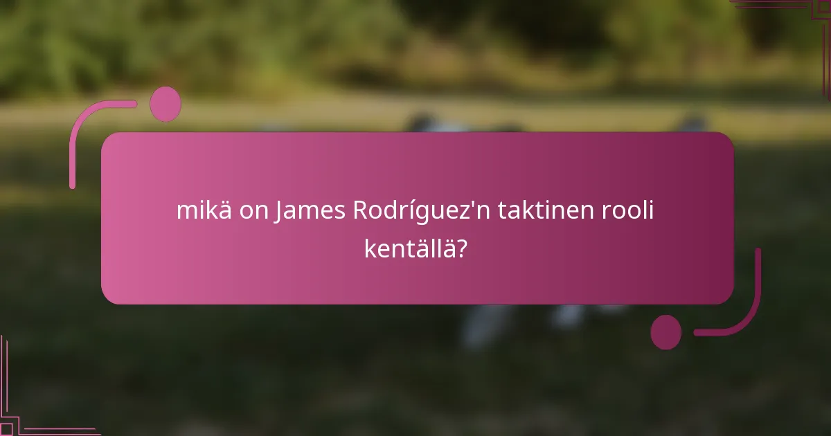 mikä on James Rodríguez'n taktinen rooli kentällä?